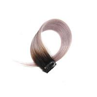 2 Pcs/Set 4 Clips Clip In Hair Extensions Ombre Black to Grey 14Inch 18Inch 100% Human Hair For Women