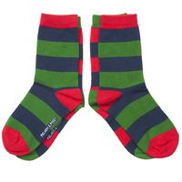 2 Pack Block Stripe Kids Socks - Green quality kids boys girls