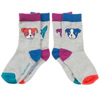 2 Pack Frenchie Dog Baby Socks - Grey quality kids boys girls