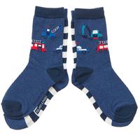 2 Pack Vehicle Print Kids Socks - Blue quality kids boys girls