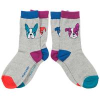 2 Pack Frenchie Dog Kids Socks - Grey quality kids boys girls