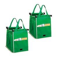 2 x Trolley Bags Reusable Folding Supermarket Shopping Carriers Eco-friendly