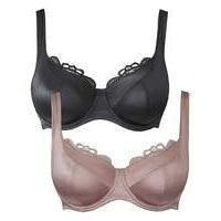 2 Pack Lucy Full Cup Wired Mink/Blk Bras