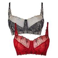 2 Pack Florence NonWired Red/Black Bras