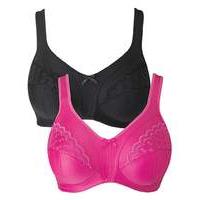 2 Pack Sally Minimiser Blk/Pink Bras