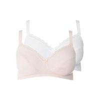2 Pack Lily Pink And White Cotton Bras, Pink