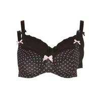 2 pack mia black heart balcony bras black