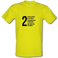 2 types of people in this world those who think I\'m awesome and those who are wrong male t-shirt.
