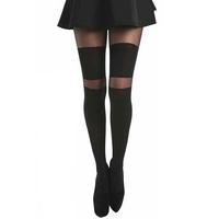 2 Stripe Wide Over The Knee Tights - Size: Size 8-14