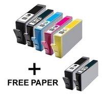 2 x hp 364xl black photo black and 1 x colour set remanufactured cartr ...