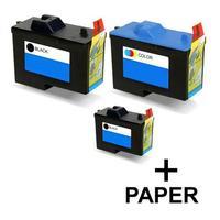 2 x Black Dell 7Y743 and 1 x Colour 7Y745 (Remanufactured) + 1 Free Paper