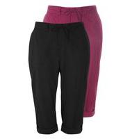 2 Pack Black And Purple Cotton Cropped Trousers, Others