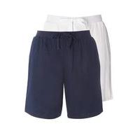2 Pack Navy Blue And White Linen Blend Shorts, Others