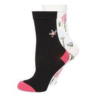 2 Pack Floral Socks, Dark Multi