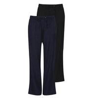 2 Pack Black And Navy Blue Linen Trousers, Black