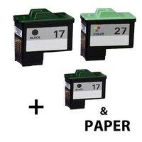 2 x Black Lexmark No. 17 and 1 x Colour Lexmark No. 27 (Lexmark Remanufactured Ink) + 1 Free Paper