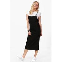 2 in 1 Ribbed Top and Maxi Dress - black