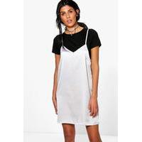 2 in 1 T-Shirt With Satin Slip Dress - dove