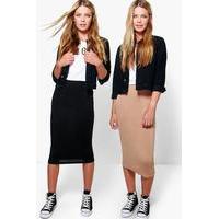 2 Pack Basic Jersey Midi Skirt - multi