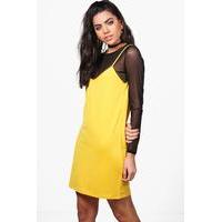 2 In 1 Mesh Slip Dress - freesia