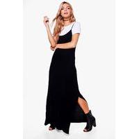 2 in 1 wide side split maxi dress black