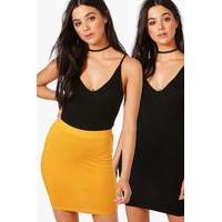 2 Pack Basic Jersey Mini Skirt - mustard