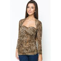 2-In-1 Ruched Leopard Print Shrug Top