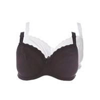 2 Pack Emily Black And White Cotton Bras, Black/White