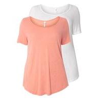 2 Pack Orange And White T-Shirts, Pink/White