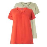 2 Pack Green And Orange V-Neck T-Shirt, Bright Multi