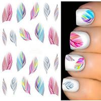 2 Sheets Fashion Nail Decals Water Transfer Stickers Nail Art Tips Feather Wraps DIY Decorations Nail Art Tools