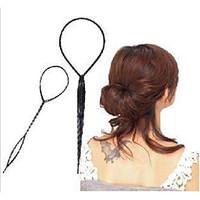 2 pcs /Sets Of Ponytail Hair Braider Creator Plastic Loop Styling Tools Black Topsy Tail Clip Hair Braid Styling Tool