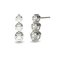 2 Prong Setting Round Diamond Journey Earrings