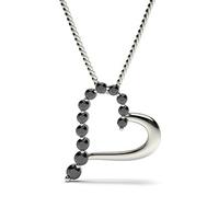 2 prong setting black diamond heart pendant