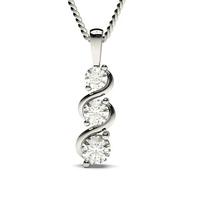 2 prong setting round diamond journey pendant