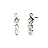 2 prong setting round diamond journey earrings