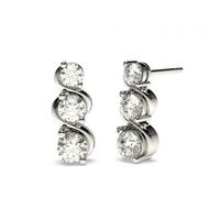 2 Prong Setting Round Diamond Journey Earrings