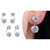 2 Pairs of Double Drop Crystal Earrings