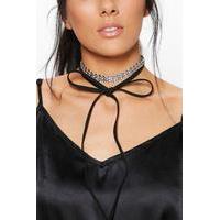 2 In 1 Gold Metal And Tie Wrap Choker - black