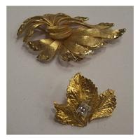 2 Gold Metal Brooches