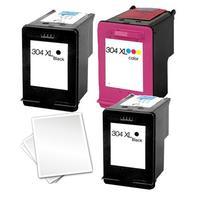 2 x Black HP 304XL and 1 x Colour HP 304XL (Remanufactured) + 1 Free Paper