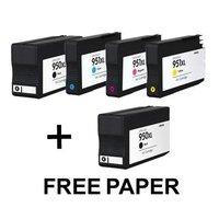 2 x Black HP 950XL and 1 x Colour Set HP 951XL C/M/Y (Remanufactured)+ 1 Free Paper