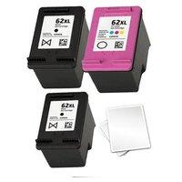 2 x HP 62XL Black and 1 x Colour Set 62XL Tri-Colour (Remanufactured) Inks + FREE Paper