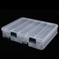20*17*4.7cm Double Sided High Strength Transparent Visible Plastic Fishing Lure Box 10 Compartments with Drain Hole Fishing Tackle