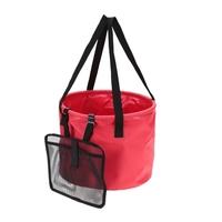 20L Folding Car Water Wash Bucket Outdoor Portable Fishing Bucket Collapsible Retractable Fishing Tackle with Hanging Mesh Bag Camping Picnic
