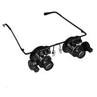 20X Magnifier Magnifying Eye Glasses Jeweler Watch Repair LED Light Glasses Loupe Lens