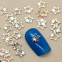 200PCS Golden Double Star Design Metal Slice Nail Art Decoration