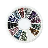 2000pcs 12 color 15mm circular diamond nail art decorations