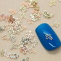 200PCS Cross Shape Metal Slice Golden Nail Art Decoration