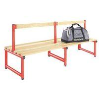 2000MM SINGLE DOUBLE SIDED LOW SEAT WITH RED FRAME AND ASH SLATS